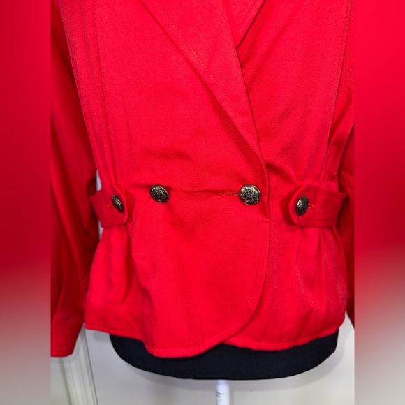 VINTAGE Red Women's Jacket with Cinched Waist and Buttons - Picture 5 of 14